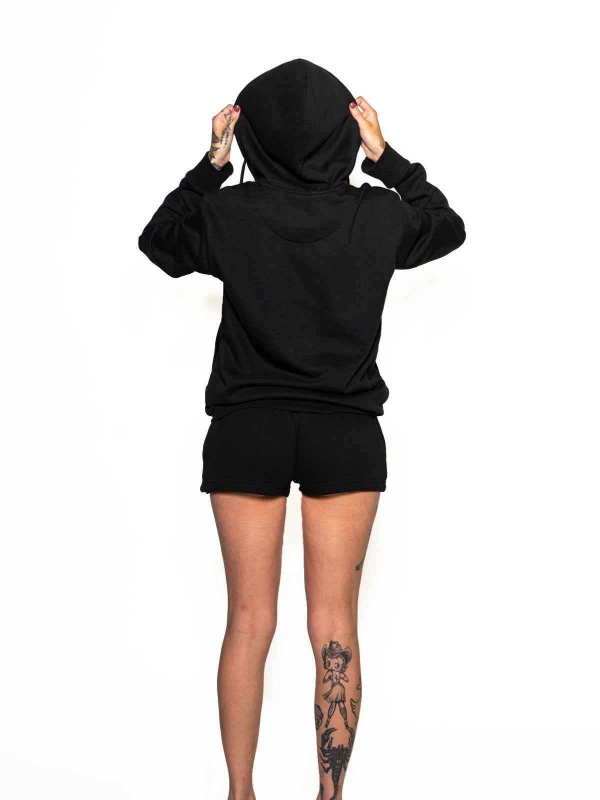 Women&#39;s Inked Embroidered Zip Up Hoodie - Black/White